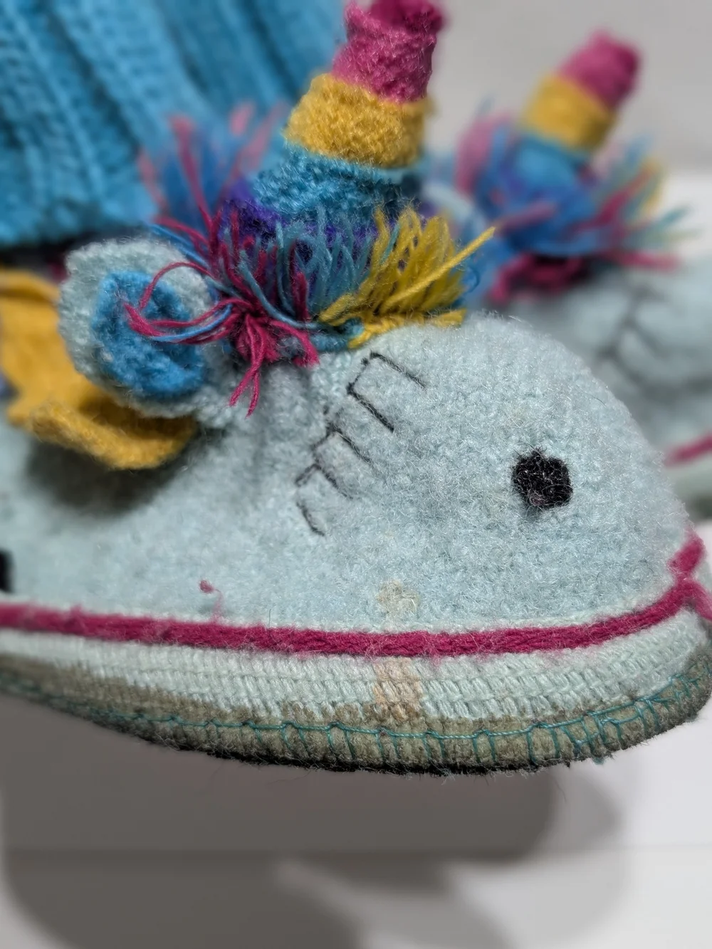 Haflinger Blue Knit Unicorn European Boiled Wool Slipper Boots Toddler Girl Sz 7